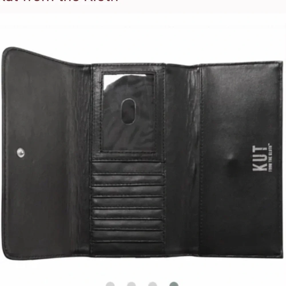 Kut From The Cloth Wallet BLACK WHITE Striped Slim Vegan Tri-fold NWOT